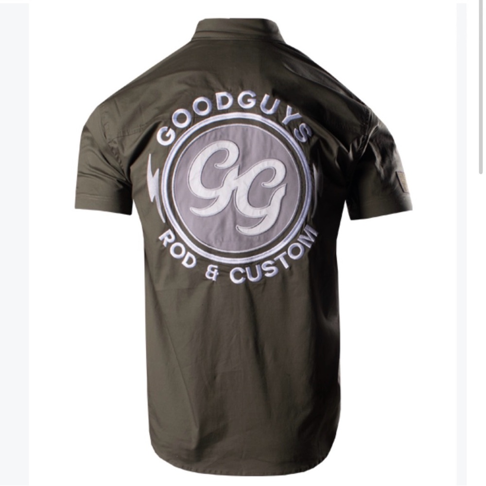 Rod & Custom Men's Olive Logo Short-Sleeve Shirt